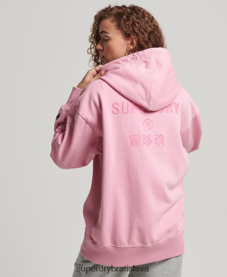 Superdry ženy nadrozmerná mikina s kapucňou s logom na odevy 6B4ZTR3450 oblečenie Ružová