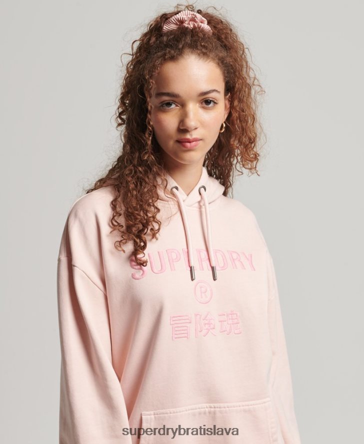 Superdry ženy nadrozmerná mikina s kapucňou s logom na odevy 6B4ZTR5775 oblečenie Ružová