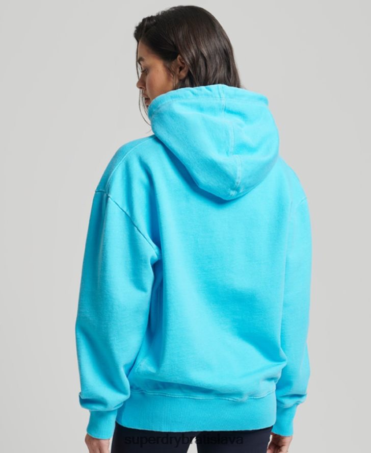 Superdry ženy nadrozmerná mikina s kapucňou s logom na odevy 6B4ZTR5941 oblečenie tyrkysová