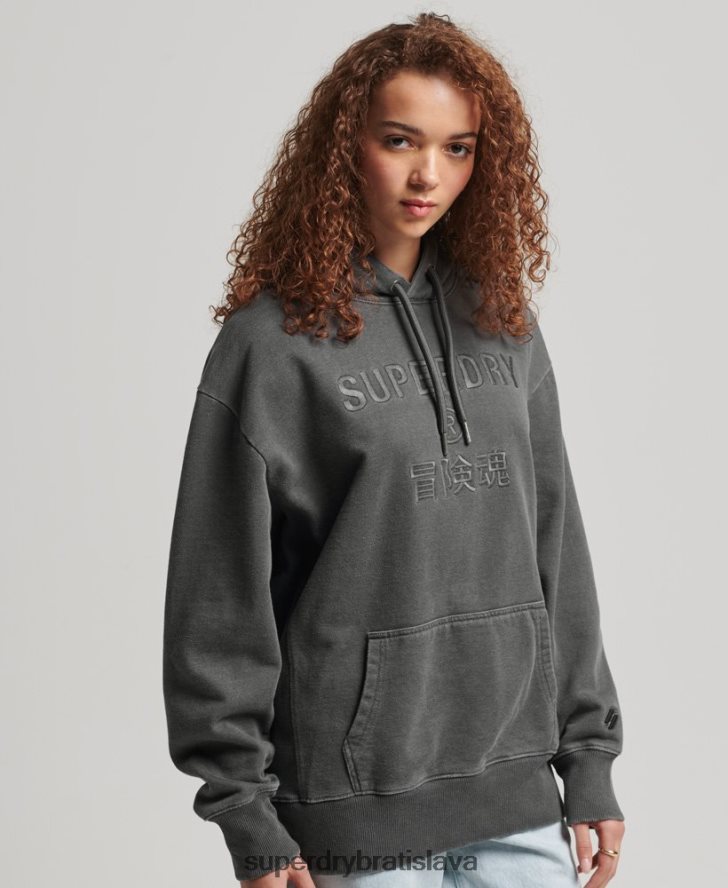 Superdry ženy nadrozmerná mikina s kapucňou s logom na odevy 6B4ZTR5950 oblečenie čierna