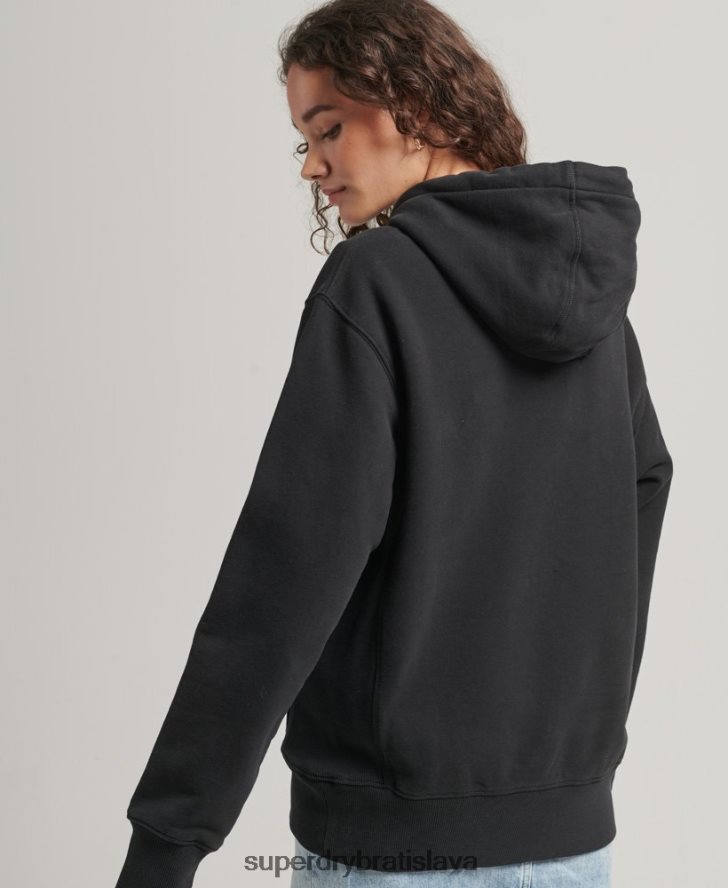 Superdry ženy nadrozmerná mikina s kapucňou s poltónovým logom 6B4ZTR5791 oblečenie čierna