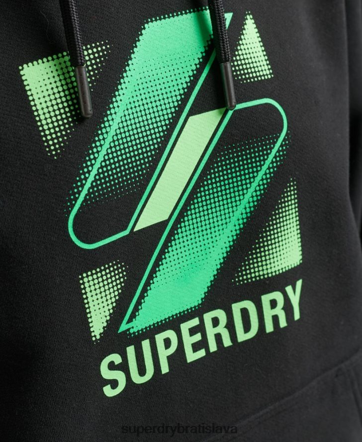 Superdry ženy nadrozmerná mikina s kapucňou s poltónovým logom 6B4ZTR5791 oblečenie čierna