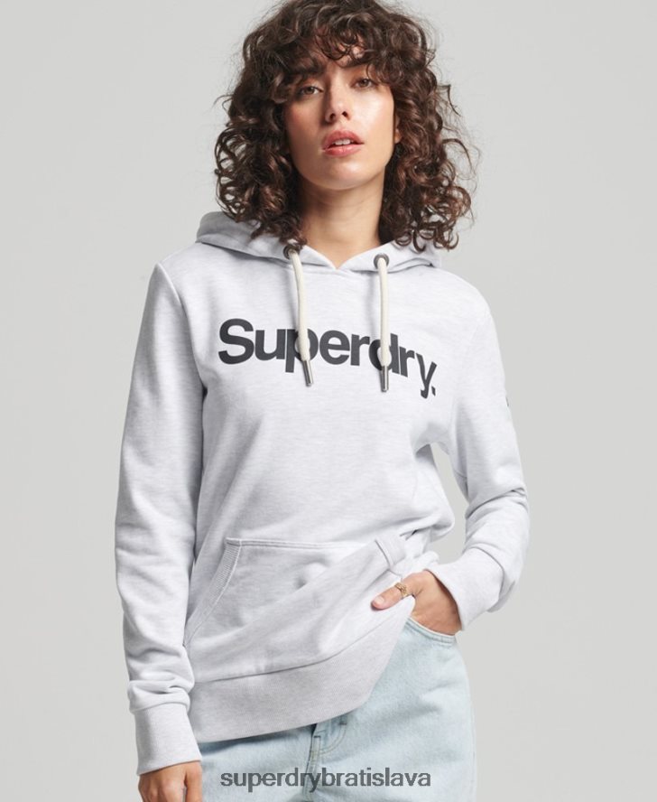 Superdry ženy nečesaná mikina s logom 6B4ZTR3481 oblečenie svetlo šedá