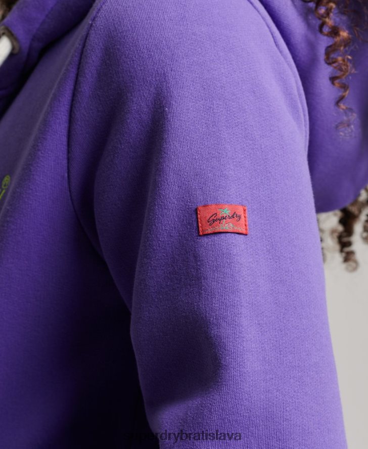 Superdry ženy neónová mikina na zips s vintage logom 6B4ZTR2287 oblečenie Fialová