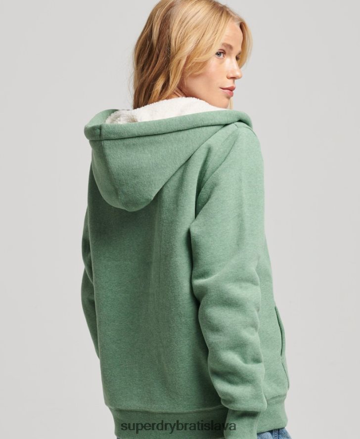 Superdry ženy nevyhnutná mikina na zips s podšívkou Borg 6B4ZTR5742 oblečenie zelená