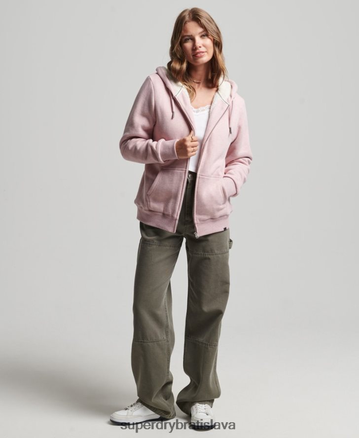 Superdry ženy nevyhnutná mikina na zips s podšívkou Borg 6B4ZTR5745 oblečenie Ružová