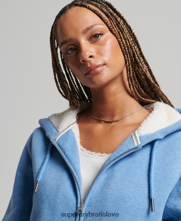 Superdry ženy nevyhnutná mikina na zips s podšívkou Borg 6B4ZTR5750 oblečenie Modrá