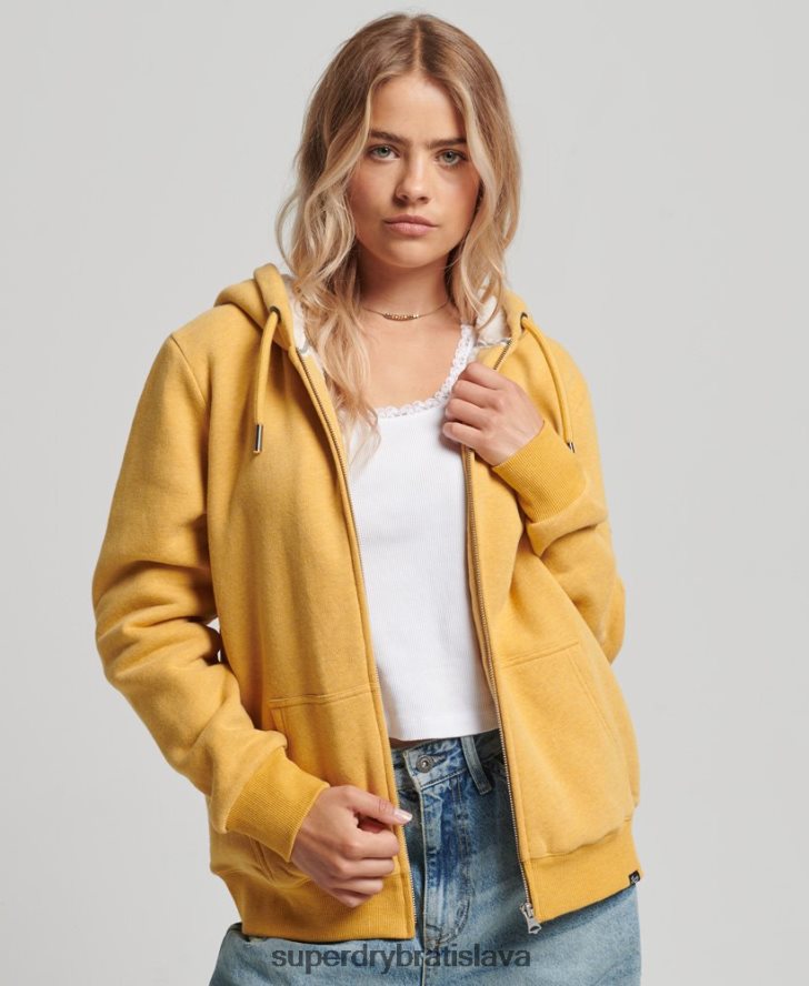 Superdry ženy nevyhnutná mikina na zips s podšívkou Borg 6B4ZTR5754 oblečenie žltá