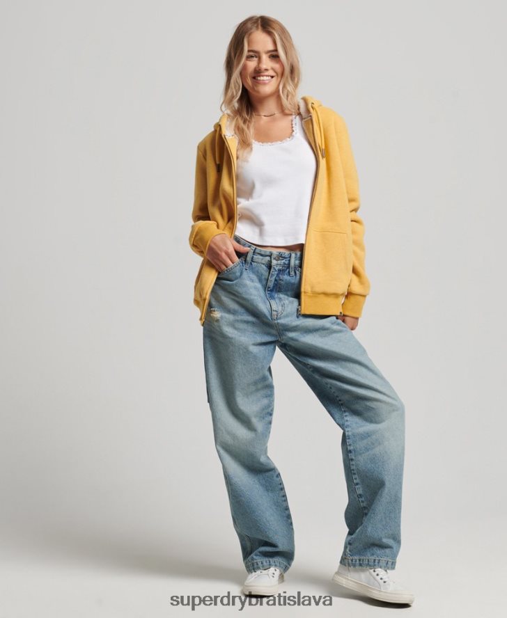 Superdry ženy nevyhnutná mikina na zips s podšívkou Borg 6B4ZTR5754 oblečenie žltá
