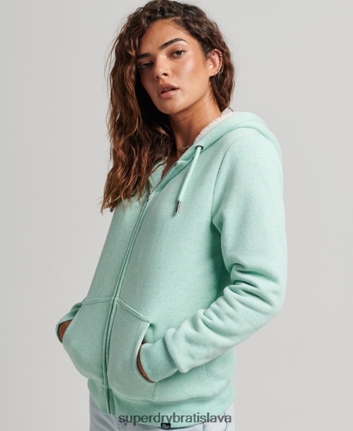 Superdry ženy nevyhnutná mikina na zips s podšívkou Borg 6B4ZTR5757 oblečenie zelená