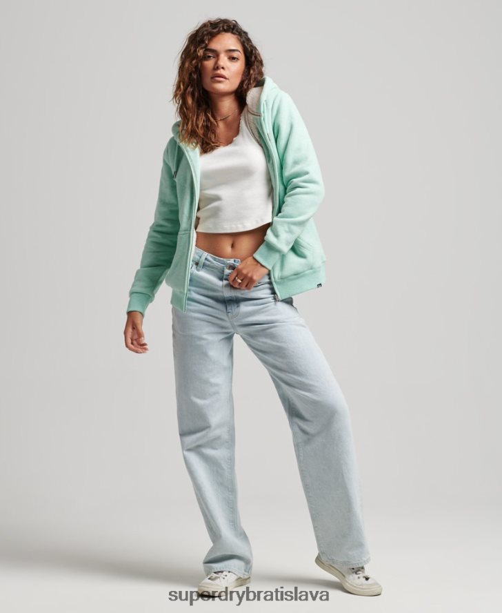 Superdry ženy nevyhnutná mikina na zips s podšívkou Borg 6B4ZTR5757 oblečenie zelená