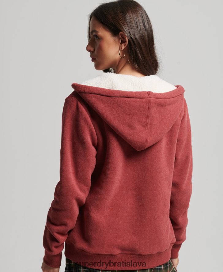 Superdry ženy nevyhnutná mikina na zips s podšívkou Borg 6B4ZTR5779 oblečenie červená