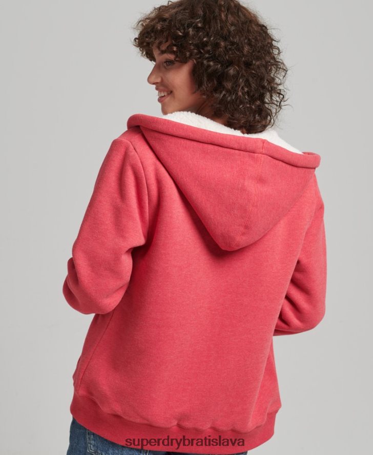Superdry ženy nevyhnutná mikina na zips s podšívkou Borg 6B4ZTR5842 oblečenie červená