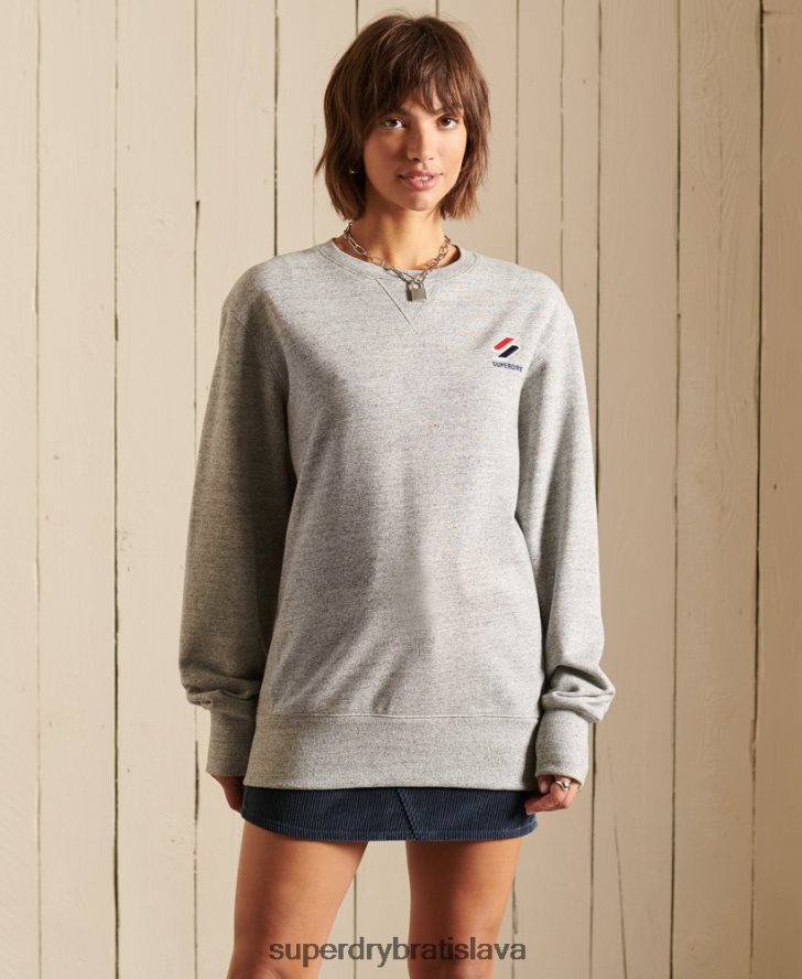 Superdry ženy nevyhnutná oversized mikina pre posádku 6B4ZTR6046 oblečenie svetlo šedá