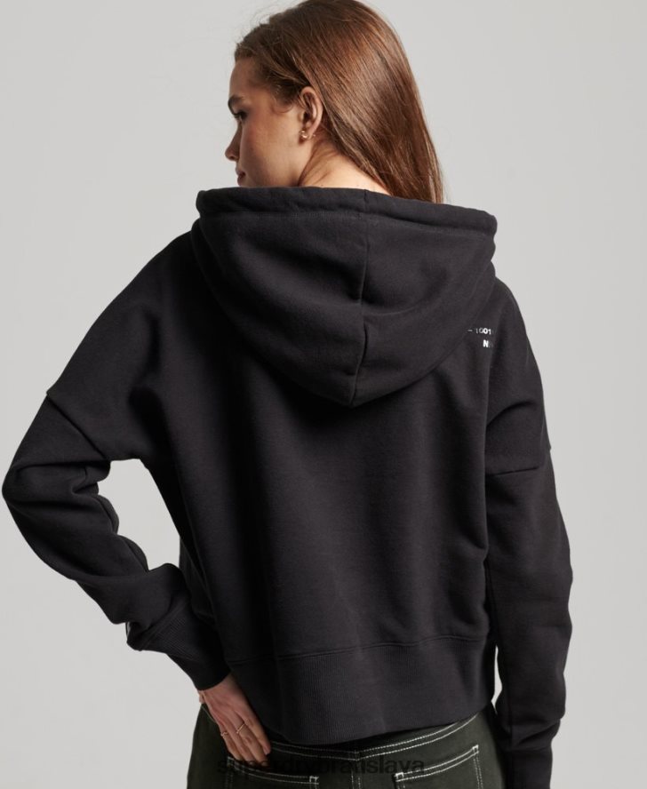 Superdry ženy nezávislá mikina s kapucňou z fólie s logom 6B4ZTR5780 oblečenie čierna