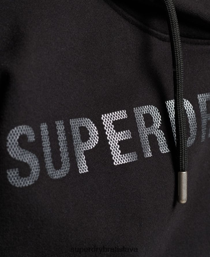 Superdry ženy nezávislá mikina s kapucňou z fólie s logom 6B4ZTR5780 oblečenie čierna