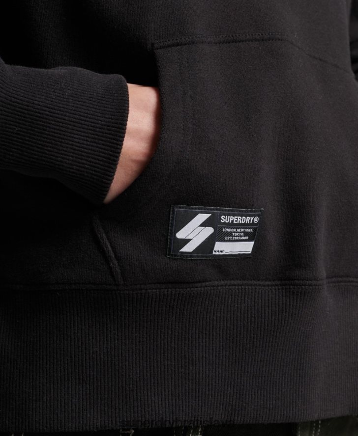 Superdry ženy nezávislá mikina s kapucňou z fólie s logom 6B4ZTR5780 oblečenie čierna