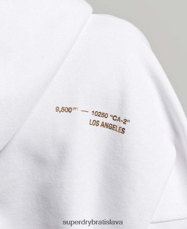 Superdry ženy nezávislá mikina s kapucňou z fólie s logom 6B4ZTR5844 oblečenie biely