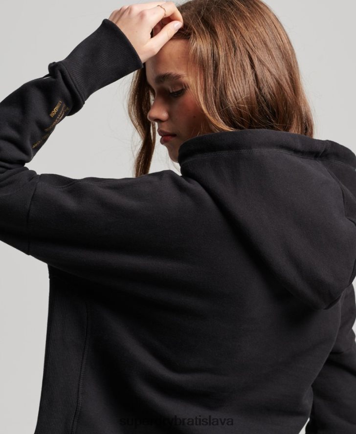 Superdry ženy nezávislá mikina s kapucňou z fólie s logom 6B4ZTR5871 oblečenie čierna