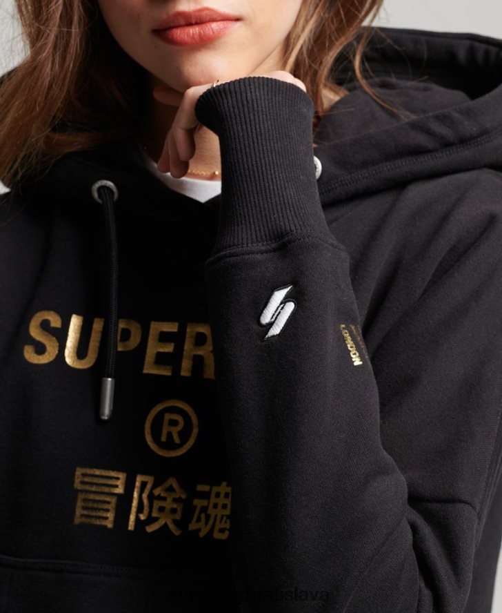 Superdry ženy nezávislá mikina s kapucňou z fólie s logom 6B4ZTR5871 oblečenie čierna