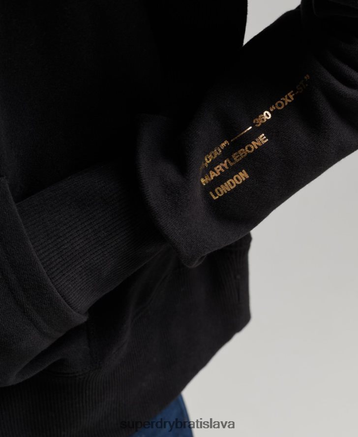 Superdry ženy nezávislá mikina s kapucňou z fólie s logom 6B4ZTR5871 oblečenie čierna