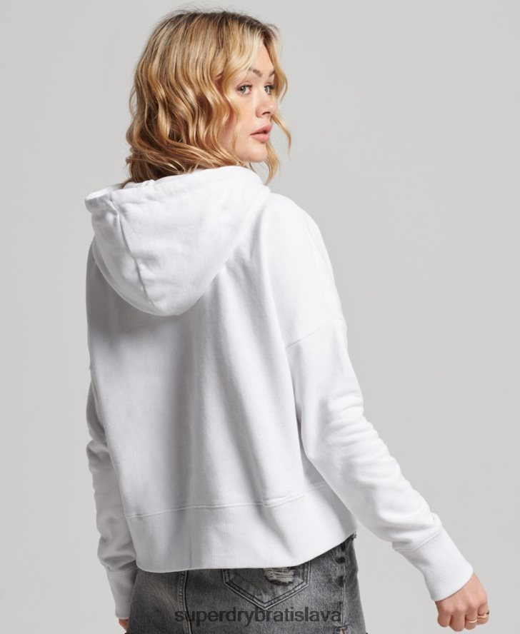 Superdry ženy nezávislá mikina s kapucňou z fólie s logom 6B4ZTR5894 oblečenie biely