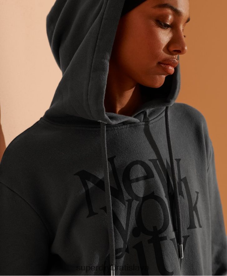 Superdry ženy nyc krát skrátená mikina s kapucňou 6B4ZTR6136 oblečenie sivá