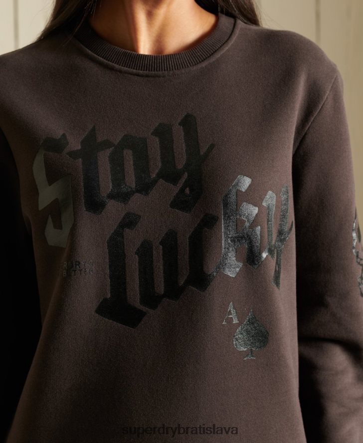 Superdry ženy oversized mikina boho a rock crew 6B4ZTR6050 oblečenie hnedá