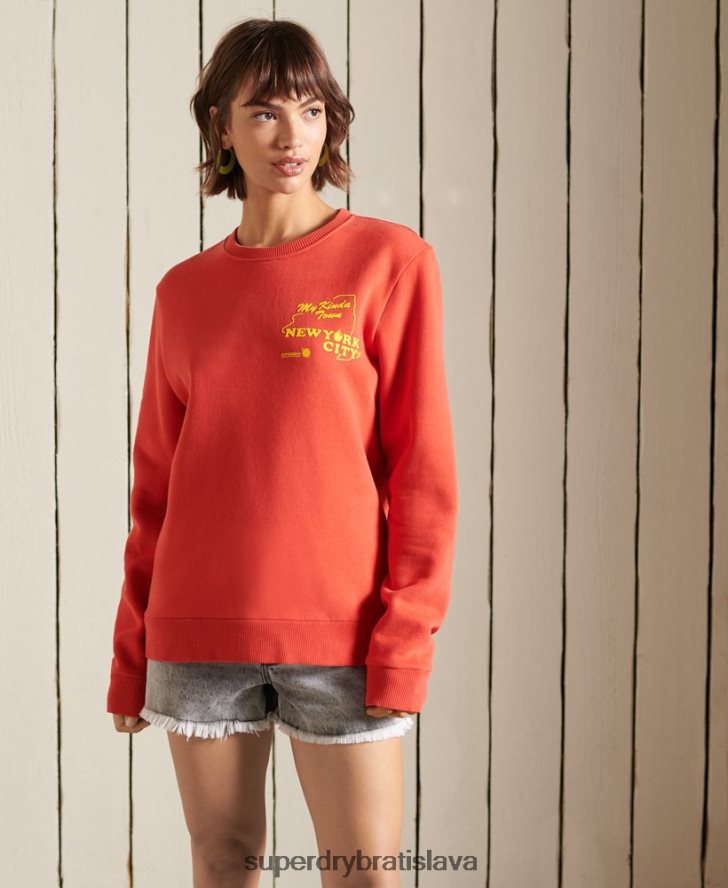 Superdry ženy oversized mikina boho a rock crew 6B4ZTR6137 oblečenie červená