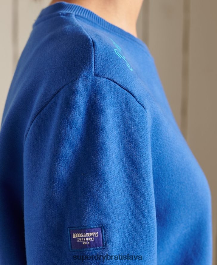 Superdry ženy oversized mikina boho a rock crew 6B4ZTR6167 oblečenie svetlo modrá