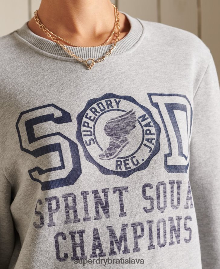 Superdry ženy oversized mikina pre atletickú posádku 6B4ZTR6169 oblečenie sivá