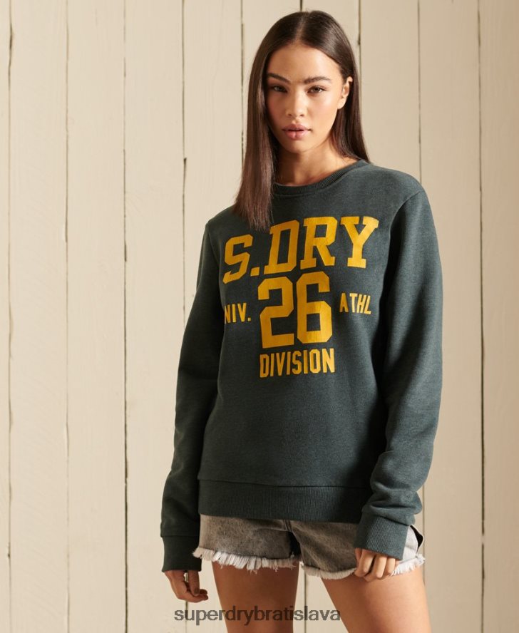 Superdry ženy oversized mikina pre atletickú posádku 6B4ZTR6170 oblečenie zelená