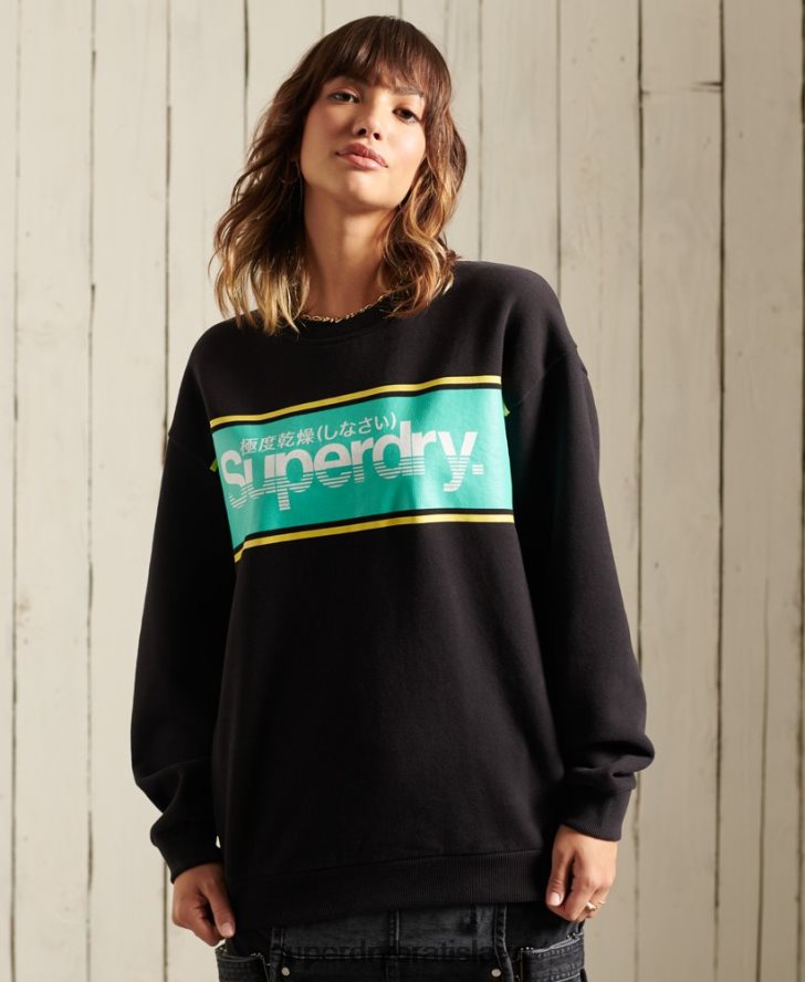 Superdry ženy oversized mikina s logom core 6B4ZTR5858 oblečenie čierna