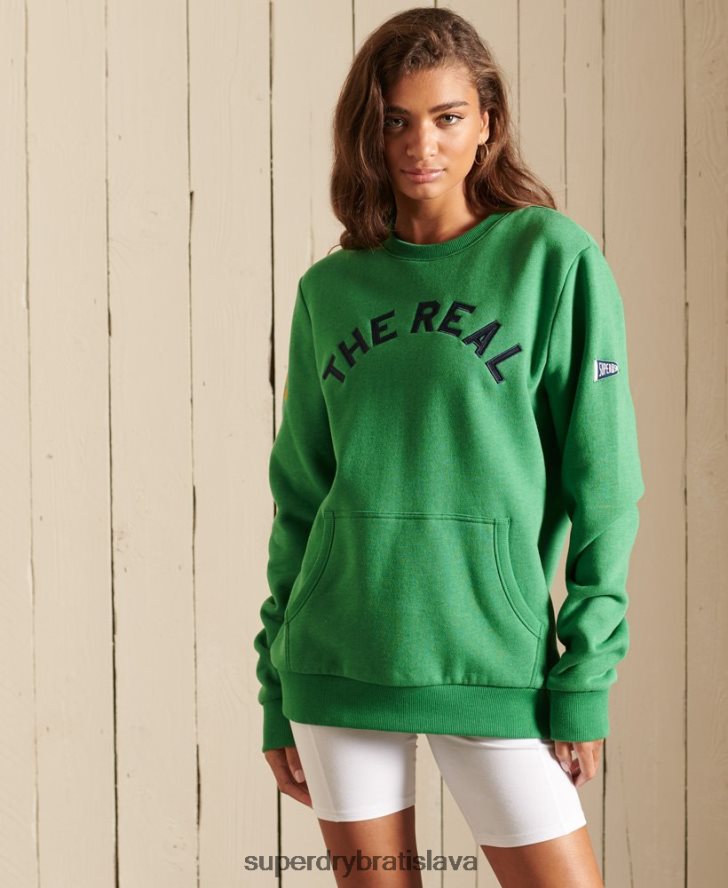 Superdry ženy oversized vintage logo source crew mikina 6B4ZTR6142 oblečenie zelená