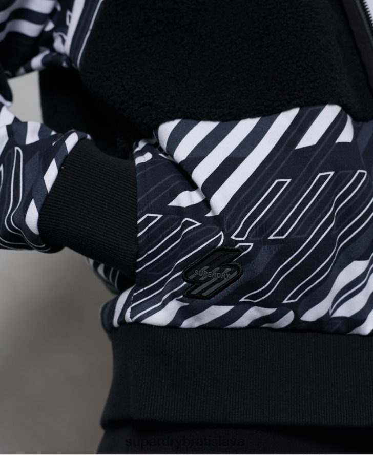 Superdry ženy športová mikina s kapucňou na zips s energetickým rebrom 6B4ZTR6181 oblečenie čierna