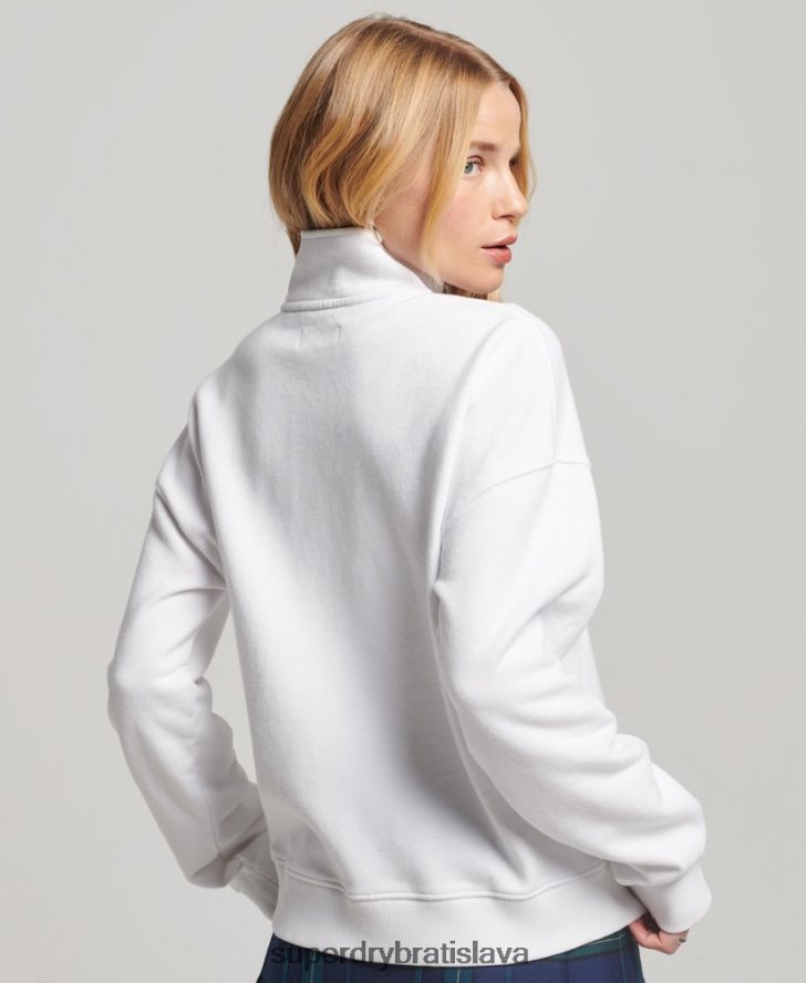 Superdry ženy Športový top s polovičným zipsom 6B4ZTR3356 oblečenie biely