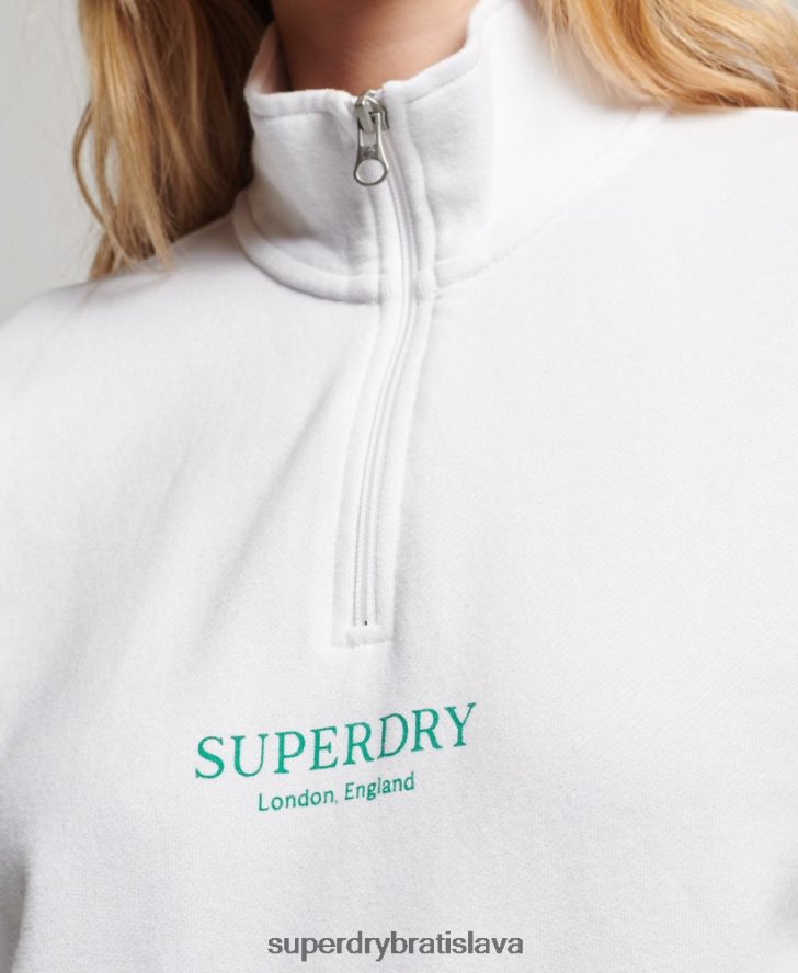 Superdry ženy Športový top s polovičným zipsom 6B4ZTR3356 oblečenie biely