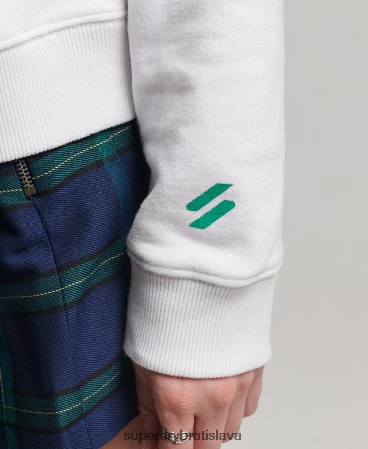 Superdry ženy Športový top s polovičným zipsom 6B4ZTR3356 oblečenie biely