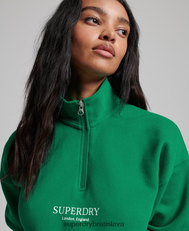 Superdry ženy Športový top s polovičným zipsom 6B4ZTR3373 oblečenie zelená