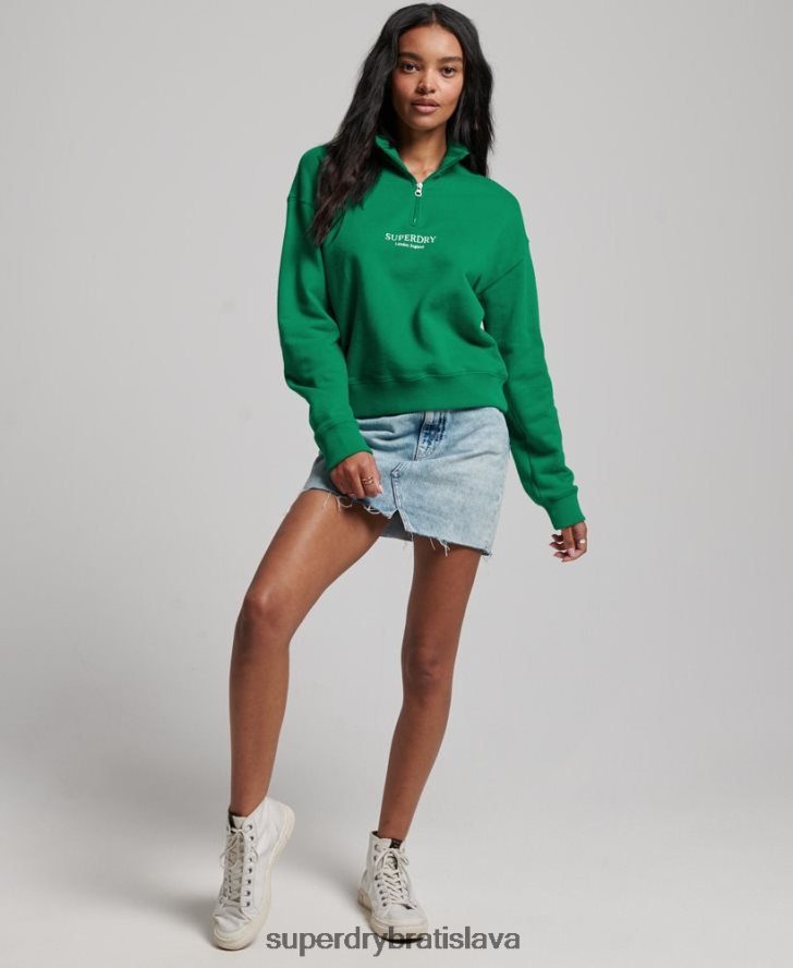 Superdry ženy Športový top s polovičným zipsom 6B4ZTR3373 oblečenie zelená