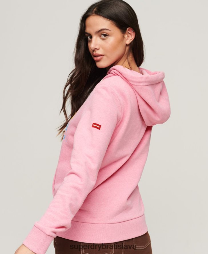 Superdry ženy prémiová vyblednutá mikina s vintage logom 6B4ZTR3326 oblečenie Ružová
