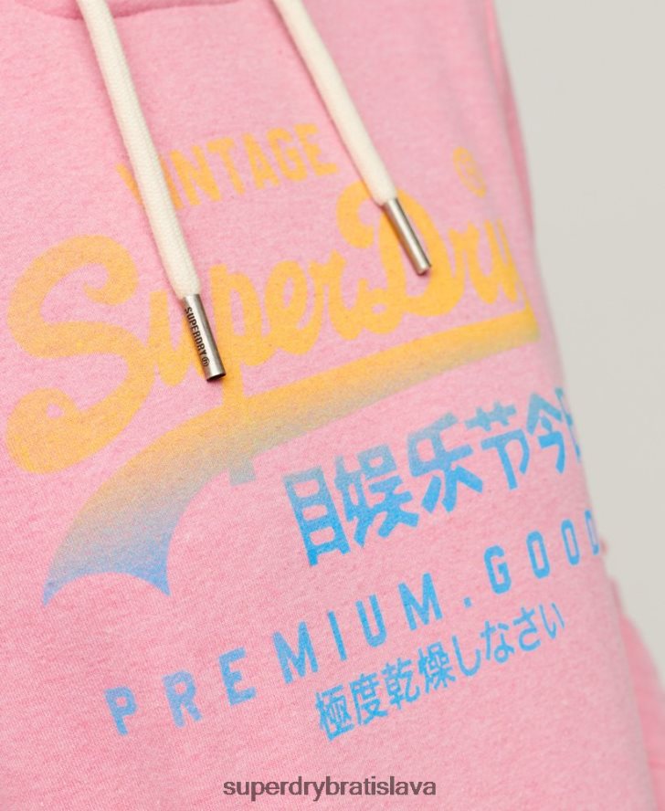 Superdry ženy prémiová vyblednutá mikina s vintage logom 6B4ZTR3326 oblečenie Ružová