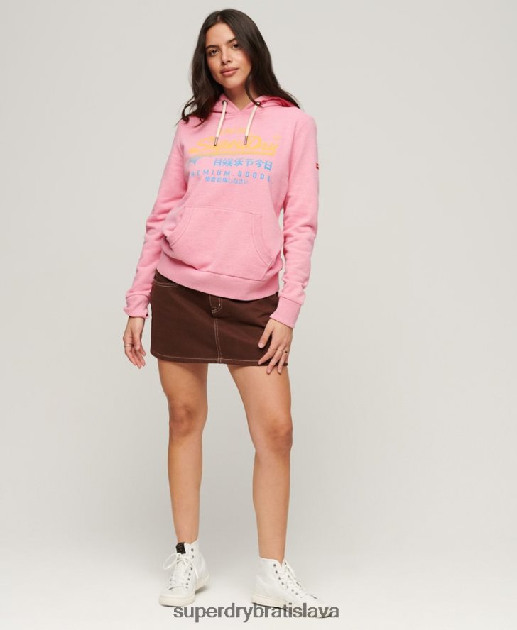 Superdry ženy prémiová vyblednutá mikina s vintage logom 6B4ZTR3326 oblečenie Ružová
