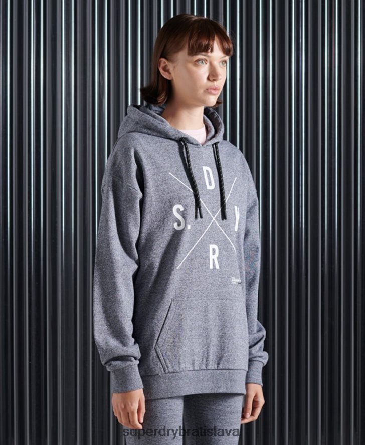Superdry ženy prebytočná mikina s kapucňou 6B4ZTR6088 oblečenie sivá