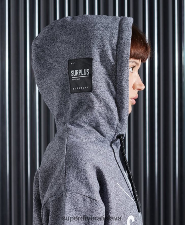 Superdry ženy prebytočná mikina s kapucňou 6B4ZTR6088 oblečenie sivá