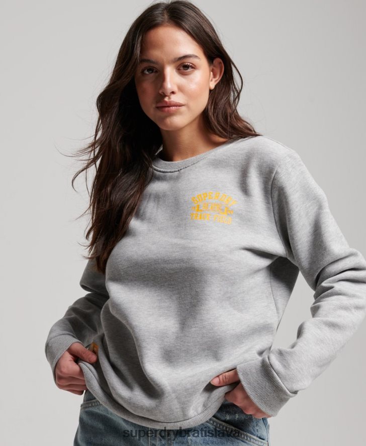 Superdry ženy pretekárska mikina pre posádku 6B4ZTR3457 oblečenie sivá