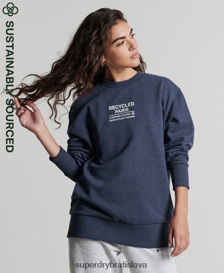 Superdry ženy recyklovaná mestská mikina 6B4ZTR5833 oblečenie Modrá