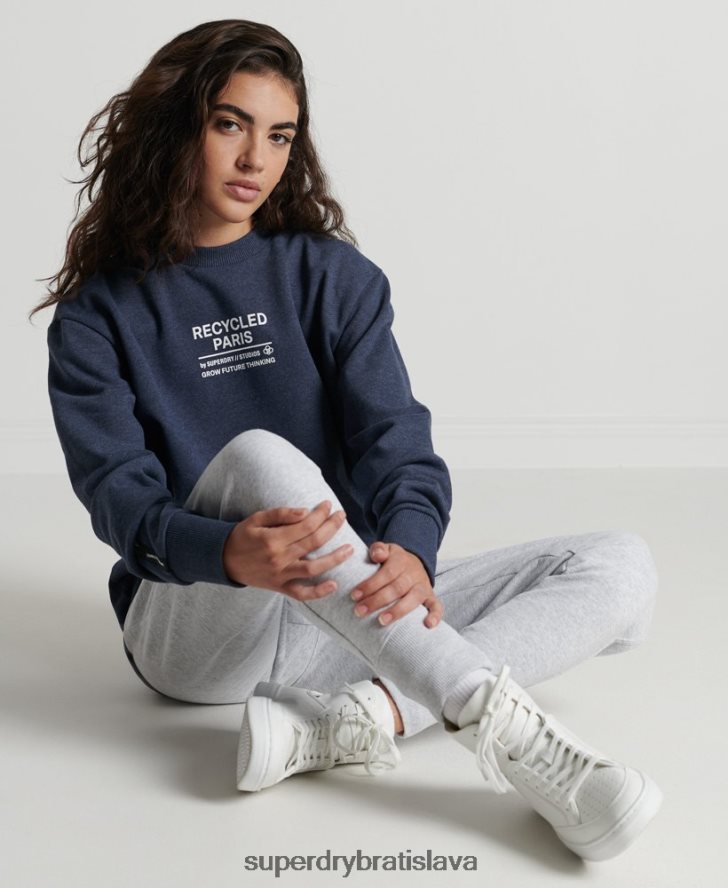 Superdry ženy recyklovaná mestská mikina 6B4ZTR5833 oblečenie Modrá