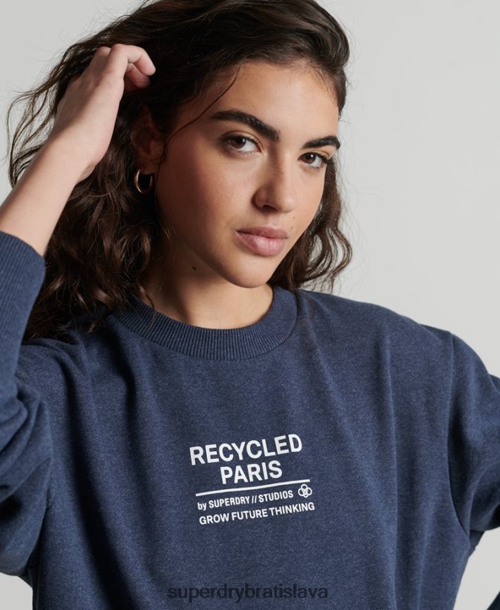 Superdry ženy recyklovaná mestská mikina 6B4ZTR5833 oblečenie Modrá