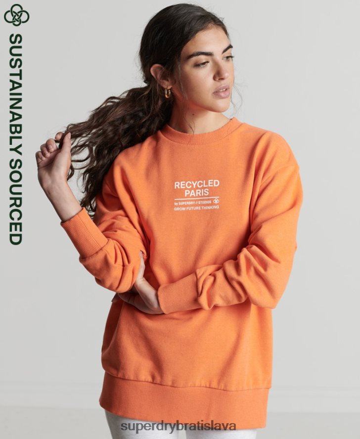 Superdry ženy recyklovaná mestská mikina 6B4ZTR5971 oblečenie oranžová